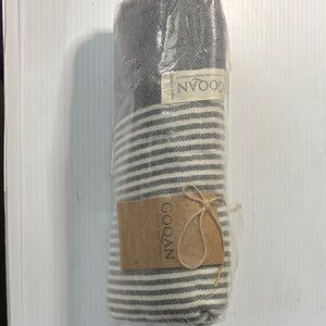 Gowan Gray Striped Turkish Beach Towel - Brand New